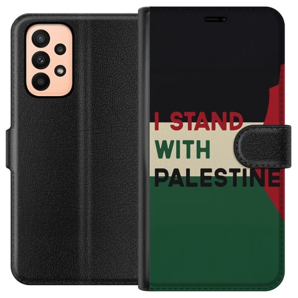 Samsung Galaxy A23 Plånboksfodral Stand with Palestine – solidaritetsdesign med starkt budskap