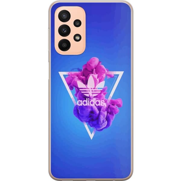 Samsung Galaxy A23 Gennemsigtig cover Adidas-inspireret blåt design - sporty motiv med retrovibe i blå toner