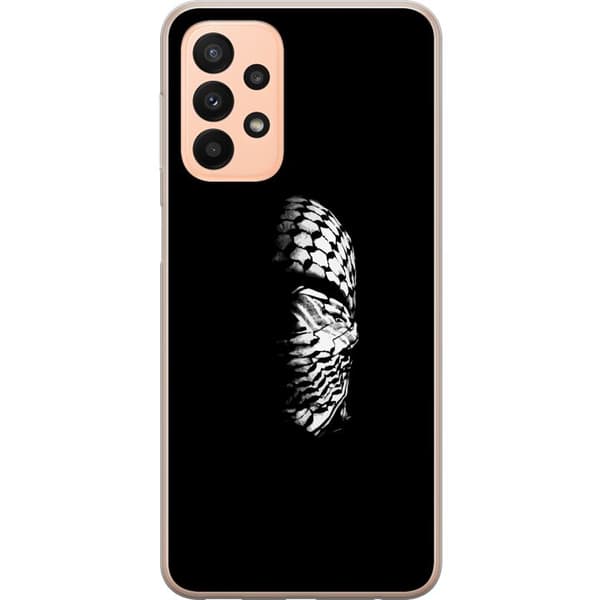 Samsung Galaxy A23 5G Gennemsigtig cover Keffiyeh-mønster - klassisk sort-hvid palæstinensisk tørklæde med kulturel betydning
