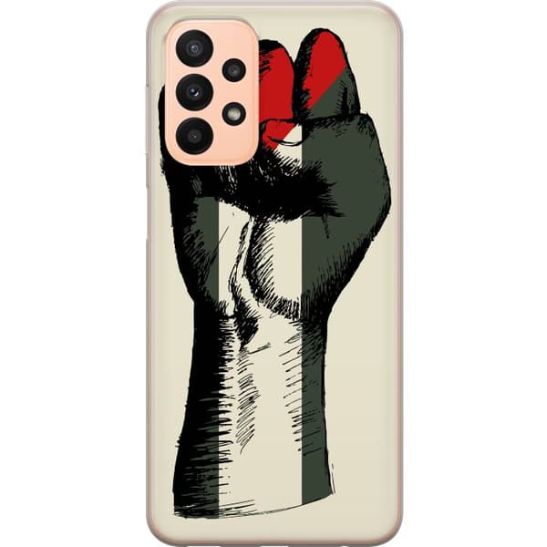 Samsung Galaxy A23 5G Genomskinligt Skal Hand knuten i Palestinas färger – kraftfull symbol för frihetsrörelsen