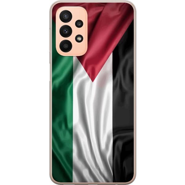 Samsung Galaxy A23 5G Gennemsigtig cover Palestinaflaget – ikonisk frihedssymbol i rød, sort, hvid og grøn