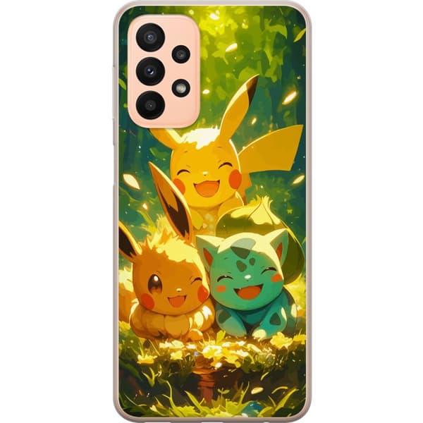 Samsung Galaxy A23 5G Gennemsigtig cover Pixelmonster spillestil - farverig design til retro-elskende gamere