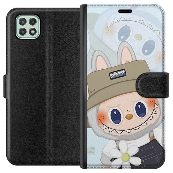 Samsung Galaxy A22 5G Tegnebogsetui Labubu med hat - Pop Mart figur Mr. Butcher i retro-stil med karakter