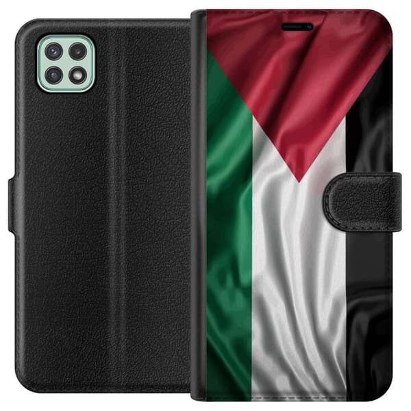Samsung Galaxy A22 5G Tegnebogsetui Palestinaflaget – ikonisk frihedssymbol i rød, sort, hvid og grøn