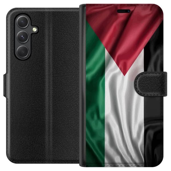 Samsung Galaxy A25 Tegnebogsetui Palestinaflaget – ikonisk frihedssymbol i rød, sort, hvid og grøn