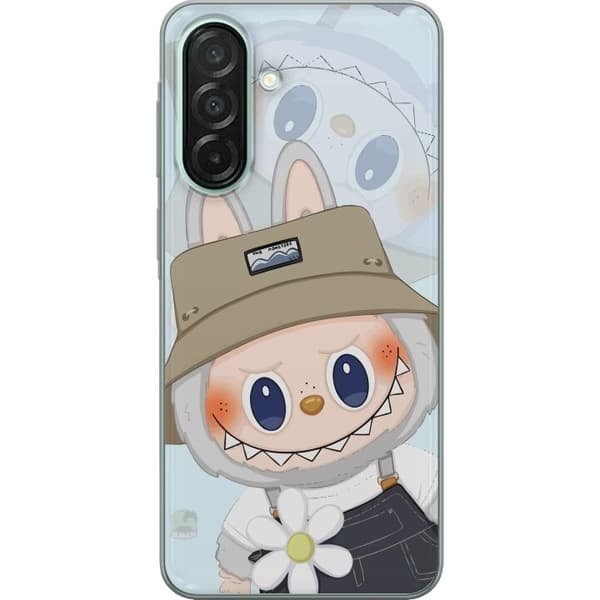 Samsung Galaxy A26 Genomskinligt Skal Labubu med hatt – Pop Mart-figur Mr. Butcher i retro stil med karaktär