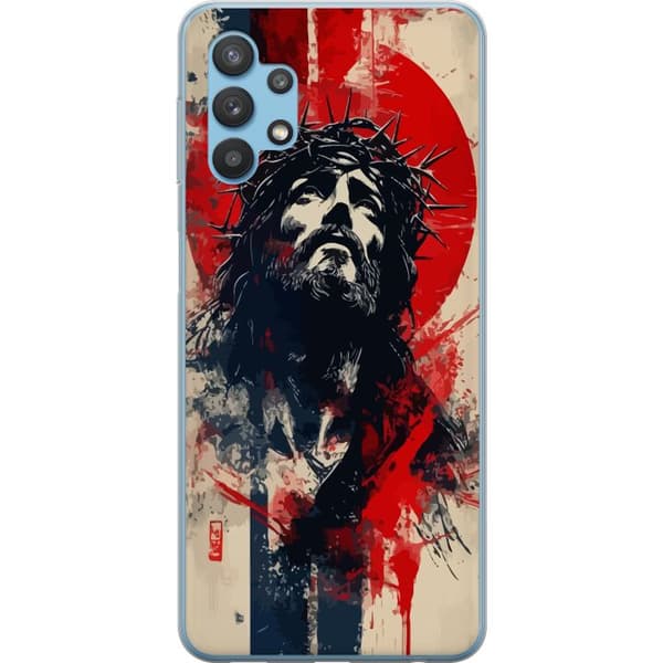 Samsung Galaxy A32 5G Gennemsigtig cover Jesus med kors - kristent motiv med stærk symbolik om tro og håb