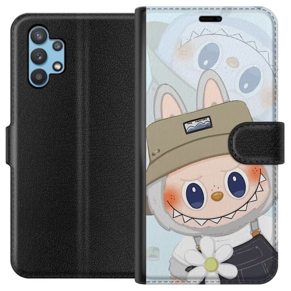 Samsung Galaxy A32 5G Tegnebogsetui Labubu med hat - Pop Mart figur Mr. Butcher i retro-stil med karakter