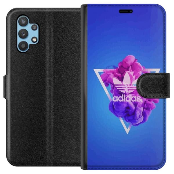 Samsung Galaxy A32 5G Tegnebogsetui Adidas-inspireret blåt design - sporty motiv med retrovibe i blå toner