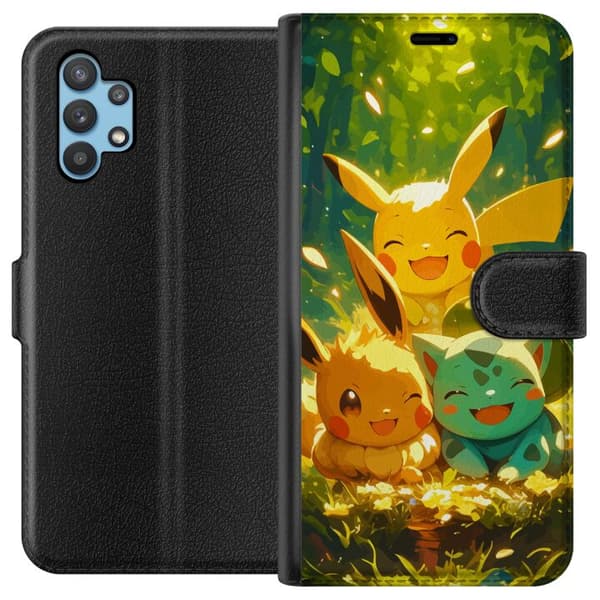 Samsung Galaxy A32 5G Tegnebogsetui Pixelmonster spillestil - farverig design til retro-elskende gamere