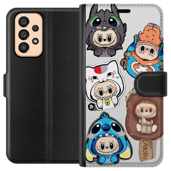 Samsung Galaxy A33 5G Lommeboketui Labubu figure samling - Pop Mart Labubu The Monsters i fargerik design