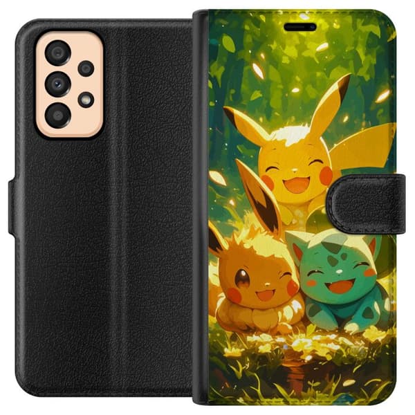 Samsung Galaxy A33 5G Lompakkokotelo Pixelmonster pelityyli - värikäs muotoilu retroa rakastaville pelaajille