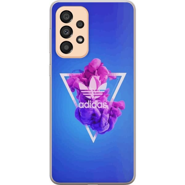 Samsung Galaxy A33 5G Läpinäkyvä kuori Adidas-inspiroitunut sininen muotoilu - urheilullinen motiivi retro-vibeillä sinisissä sävyissä