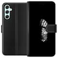 Pikkukuva 1 / 3: Samsung Galaxy A34 Lompakkokotelo Keffiyeh-kuviointi - klassinen palestiinalainen mustavalkoinen shaali, jolla on kulttuurinen merkitys