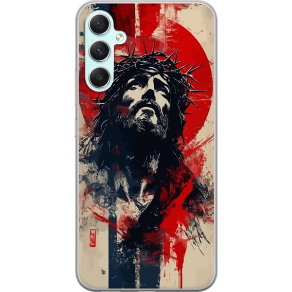 Samsung Galaxy A34 Gjennomsiktig deksel Jesus med kors - kristent motiv med sterk symbolikk om tro og håp