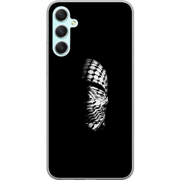 Samsung Galaxy A34 Gennemsigtig cover Keffiyeh-mønster - klassisk sort-hvid palæstinensisk tørklæde med kulturel betydning