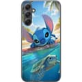 Miniatyrbillede 1 af 3: Samsung Galaxy A35 Gennemsigtig cover Stitch med skildpadde - sød blå alien i tropisk strandmiljø fra Disney