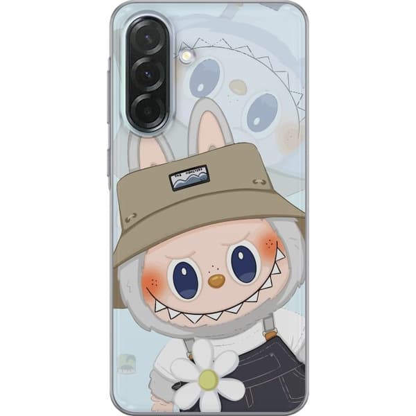 Samsung Galaxy A36 Gennemsigtig cover Labubu med hat - Pop Mart figur Mr. Butcher i retro-stil med karakter