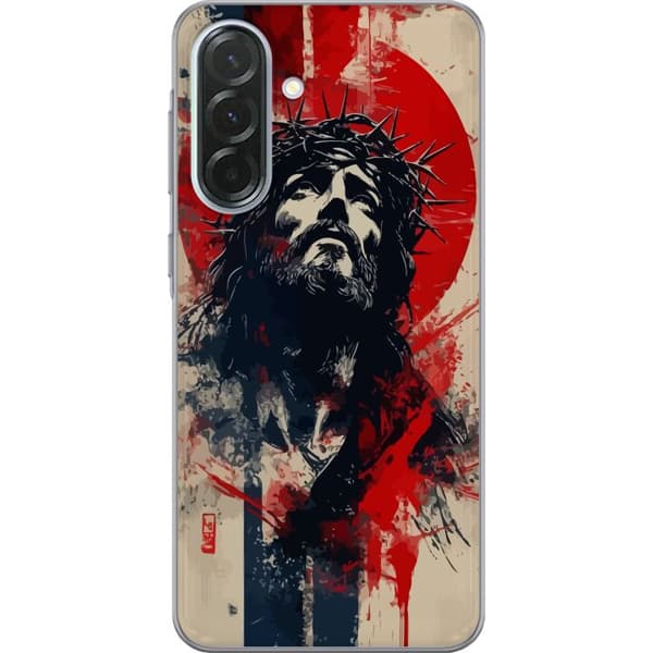 Samsung Galaxy A36 Gennemsigtig cover Jesus med kors - kristent motiv med stærk symbolik om tro og håb