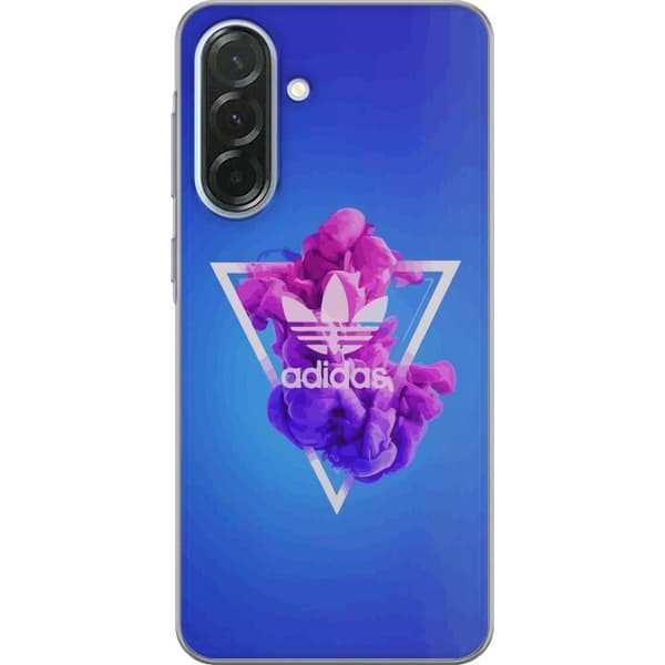 Samsung Galaxy A36 Läpinäkyvä kuori Adidas-inspiroitunut sininen muotoilu - urheilullinen motiivi retro-vibeillä sinisissä sävyissä