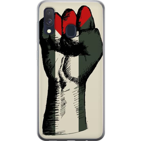 Samsung Galaxy A40 Gennemsigtig cover Hånd bundet i Palæstinas farver - kraftfuldt symbol for frihedsbevægelsen