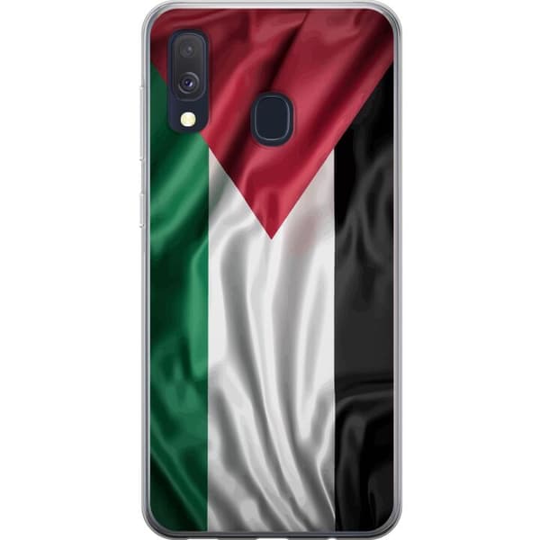 Samsung Galaxy A40 Gennemsigtig cover Palestinaflaget – ikonisk frihedssymbol i rød, sort, hvid og grøn