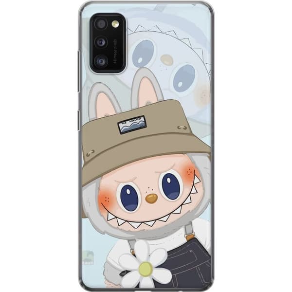 Samsung Galaxy A41 Läpinäkyvä kuori Labubu hattuineen - Pop Mart -hahmo Mr. Butcher retrotyylillä ja luonteella