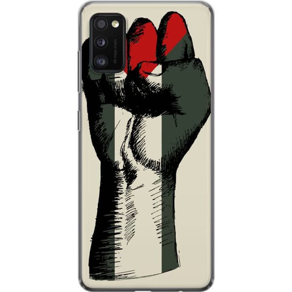 Samsung Galaxy A41 Gennemsigtig cover Hånd bundet i Palæstinas farver - kraftfuldt symbol for frihedsbevægelsen