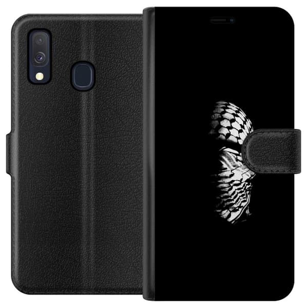 Samsung Galaxy A40 Plånboksfodral Keffiyeh-mönster – klassisk svartvit palestinasjal med kulturell tyngd