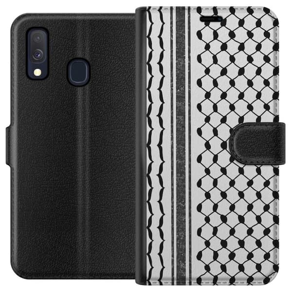 Samsung Galaxy A40 Lompakkokotelo Palestiinalainen kuvio - perinteiseen tyyliin inspiroima keffiyeh-kangas