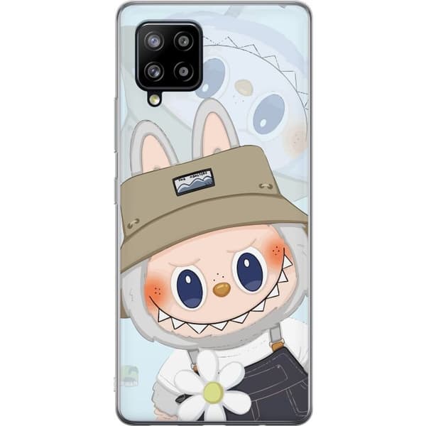 Samsung Galaxy A42 5G Gennemsigtig cover Labubu med hat - Pop Mart figur Mr. Butcher i retro-stil med karakter