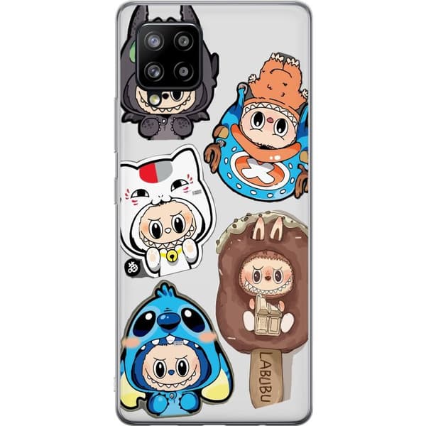 Samsung Galaxy A42 5G Läpinäkyvä kuori Labubu hahmokokoelma - Pop Mart Labubu The Monsters väriluulisessa muotoilussa