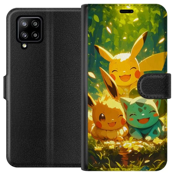 Samsung Galaxy A42 5G Tegnebogsetui Pixelmonster spillestil - farverig design til retro-elskende gamere