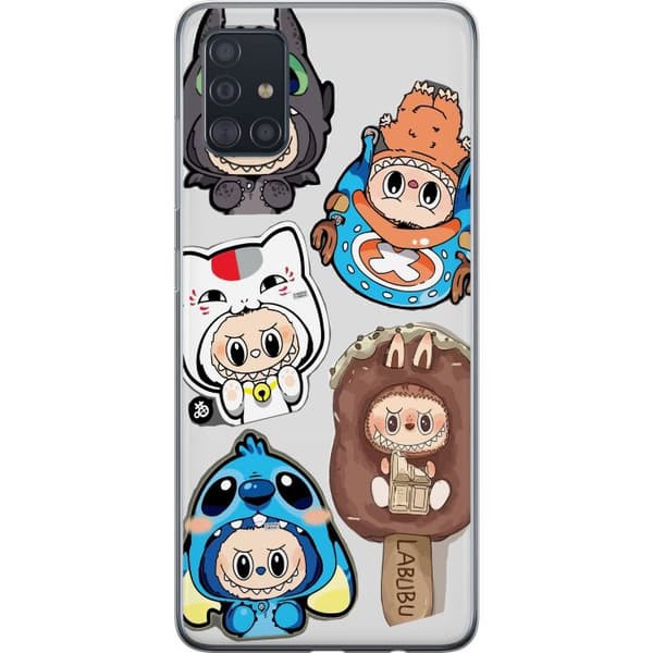 Samsung Galaxy A51 Gennemsigtig cover Labubu figur samling - Pop Mart Labubu The Monsters i farverigt design