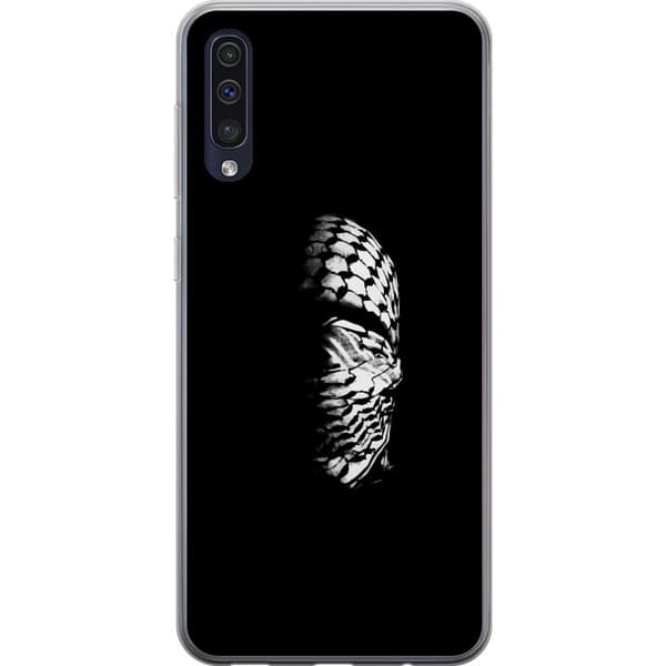 Samsung Galaxy A50 Gennemsigtig cover Keffiyeh-mønster - klassisk sort-hvid palæstinensisk tørklæde med kulturel betydning
