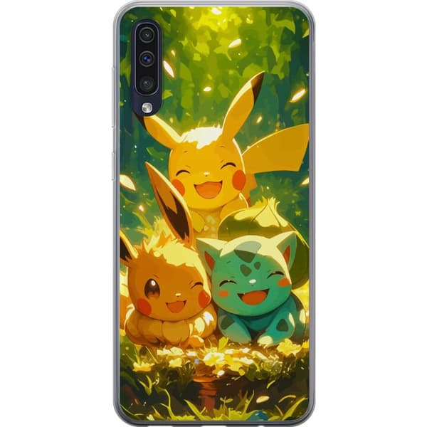 Samsung Galaxy A50 Gjennomsiktig deksel Pixelmonster spillstil - fargerik design for retro-elskende spillere