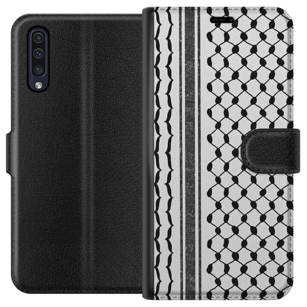 Samsung Galaxy A50 Tegnebogsetui Palæstinensisk mønster - inspireret af traditionel stil keffiyeh-stof