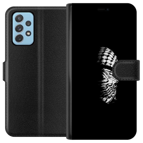 Samsung Galaxy A52 5G Lommeboketui Keffiyeh-mønster - klassisk svart-hvit palestinsk sjal med kulturell betydning