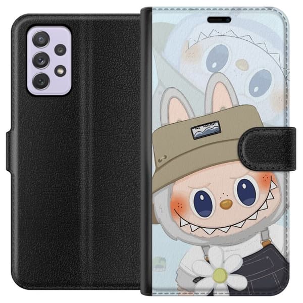 Samsung Galaxy A52s 5G Plånboksfodral Labubu med hatt – Pop Mart-figur Mr. Butcher i retro stil med karaktär
