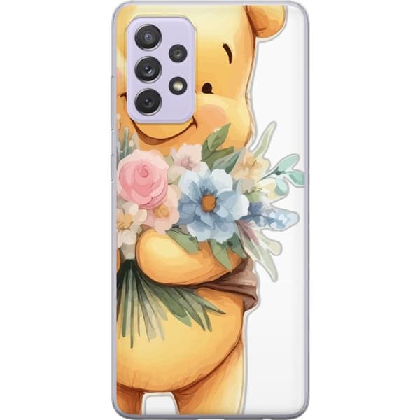 Samsung Galaxy A52s 5G Gennemsigtig cover Nalle Puh med blomster - klassisk børnefavorit i en blomstrende forårs miljø