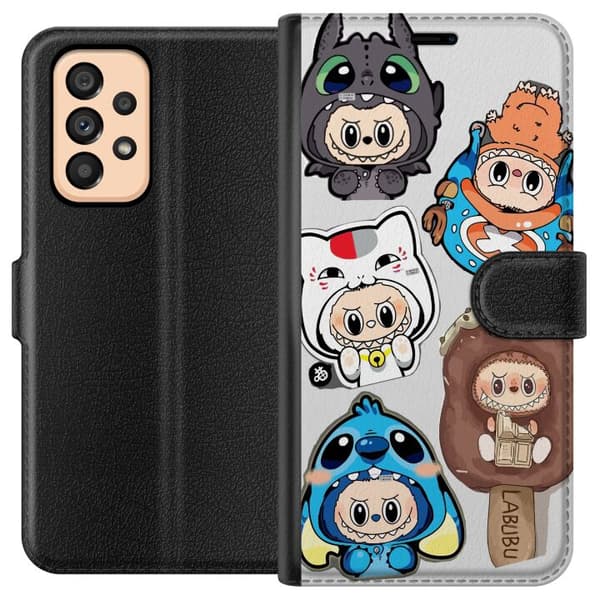 Samsung Galaxy A53 5G Plånboksfodral Labubu figursamling – Pop Mart Labubu The Monsters i färgglad design