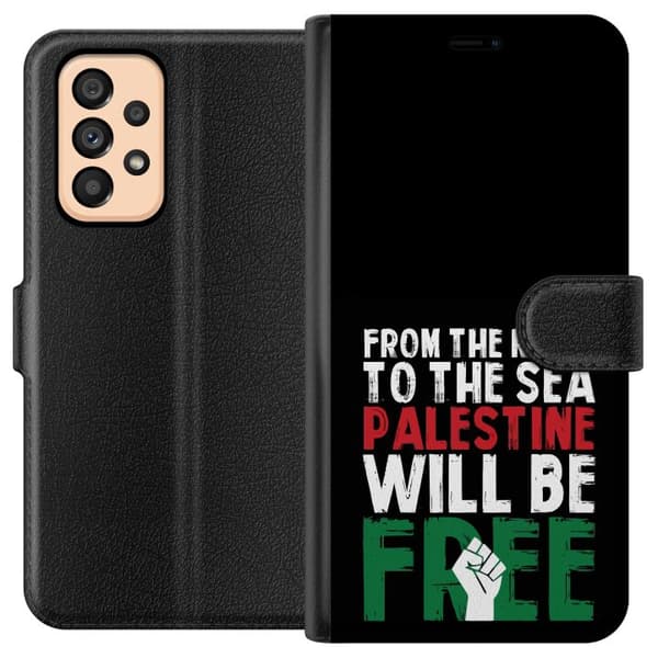 Samsung Galaxy A53 5G Plånboksfodral Free Palestine – politiskt statement med kraftfullt grafiskt uttryck