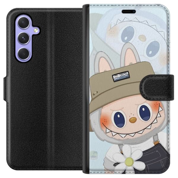 Samsung Galaxy A54 Plånboksfodral Labubu med hatt – Pop Mart-figur Mr. Butcher i retro stil med karaktär
