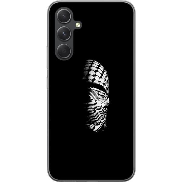 Samsung Galaxy A55 Gennemsigtig cover Keffiyeh-mønster - klassisk sort-hvid palæstinensisk tørklæde med kulturel betydning