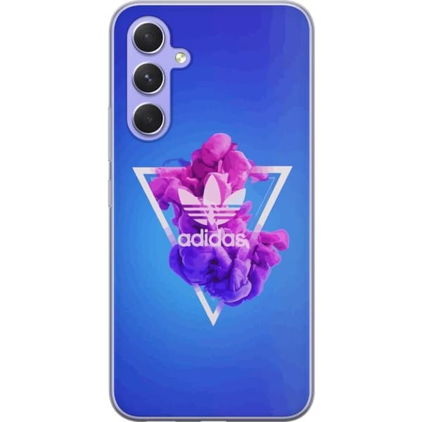 Samsung Galaxy A54 Läpinäkyvä kuori Adidas-inspiroitunut sininen muotoilu - urheilullinen motiivi retro-vibeillä sinisissä sävyissä