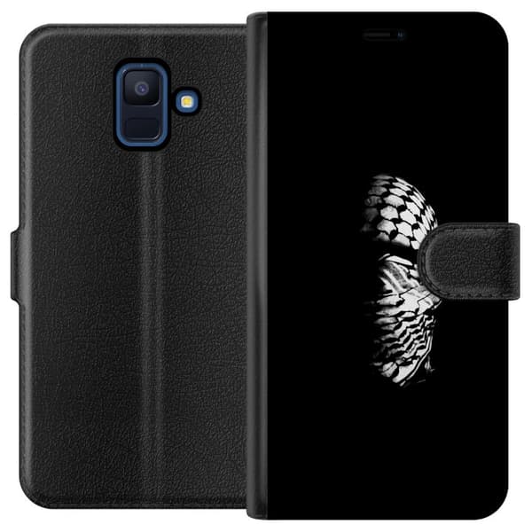 Samsung Galaxy A6 (2018) Tegnebogsetui Keffiyeh-mønster - klassisk sort-hvid palæstinensisk tørklæde med kulturel betydning