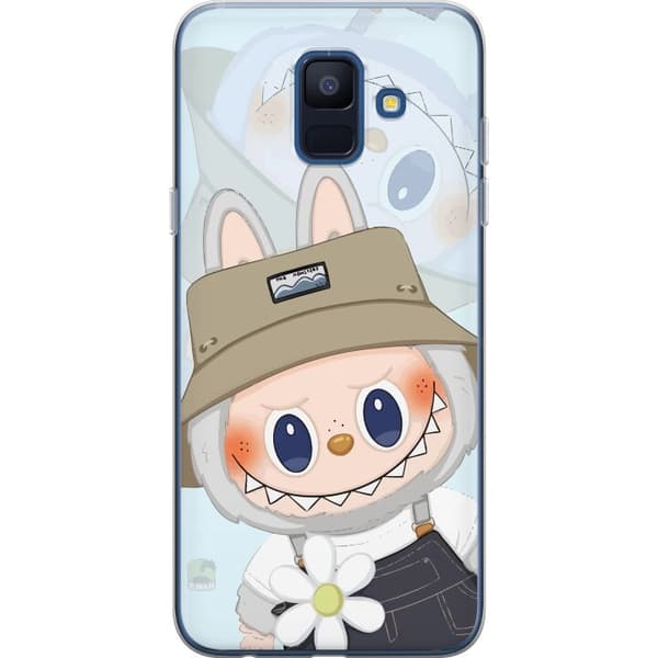Samsung Galaxy A6 (2018) Gennemsigtig cover Labubu med hat - Pop Mart figur Mr. Butcher i retro-stil med karakter
