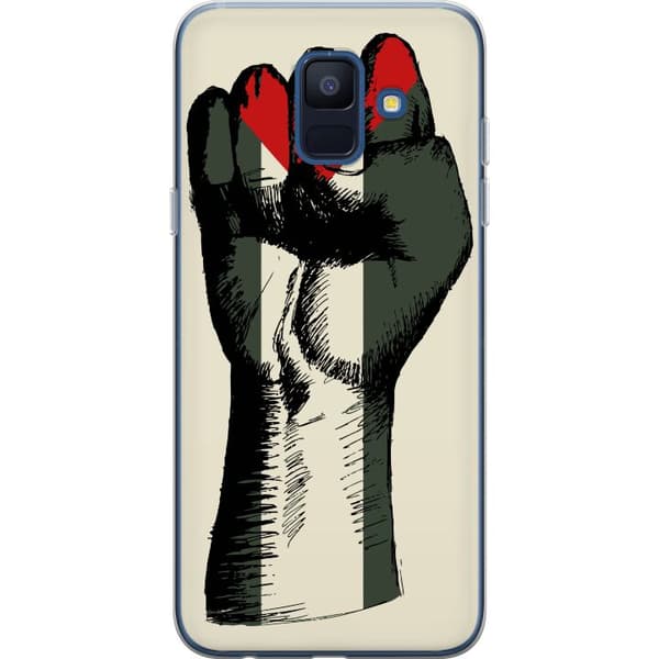 Samsung Galaxy A6 (2018) Gennemsigtig cover Hånd bundet i Palæstinas farver - kraftfuldt symbol for frihedsbevægelsen