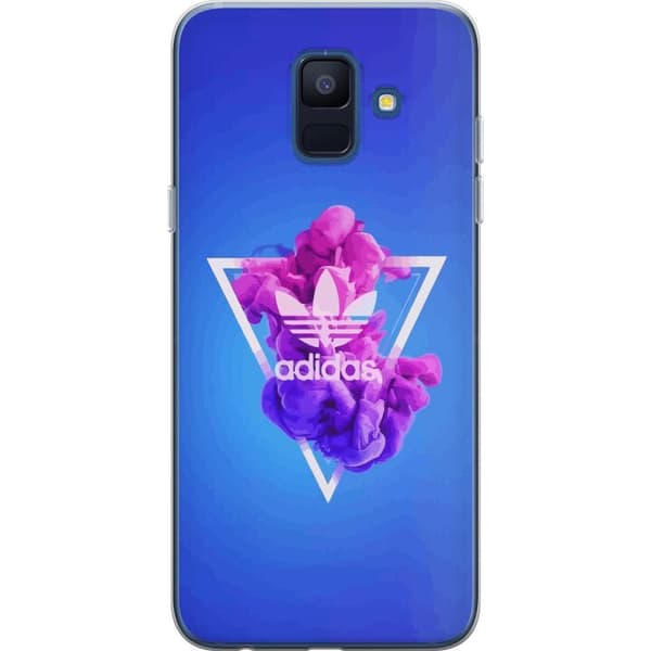 Samsung Galaxy A6 (2018) Gennemsigtig cover Adidas-inspireret blåt design - sporty motiv med retrovibe i blå toner