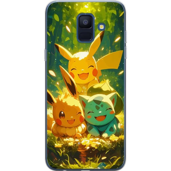 Samsung Galaxy A6 (2018) Gennemsigtig cover Pixelmonster spillestil - farverig design til retro-elskende gamere